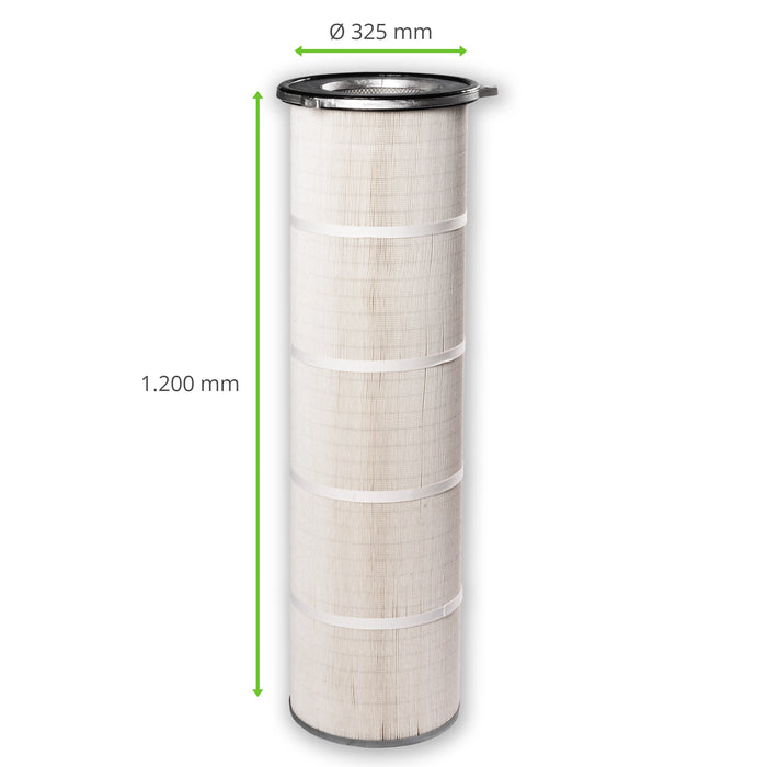 Filterpatroon, 325 x 1.200 mm, Polyester / Cellulose, 3-beugel aluminium flens, geschikt voor NOVUS AIGNER ESTA PIONIER